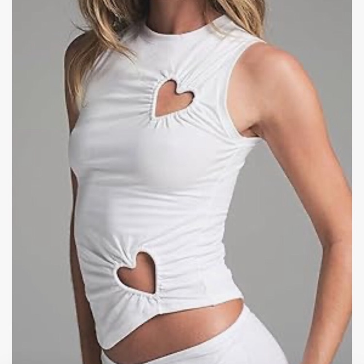 Barbie White Heart Cutout Peep Shirt Top Pinup Dollbaby Babydoll Y2k Festival